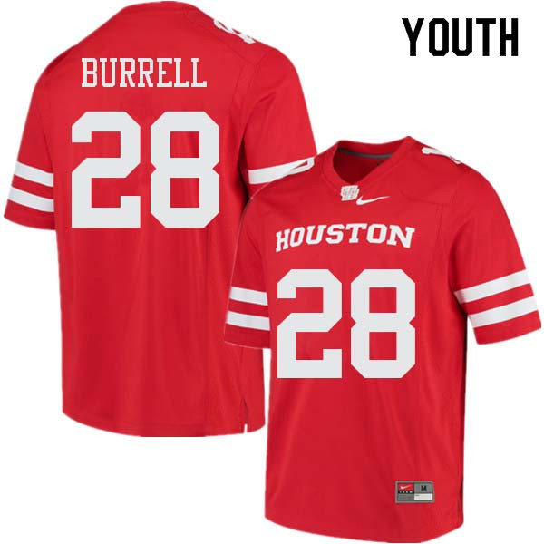 Youth #28 Josh Burrell Houston Cougars College Football Jerseys Sale-Red